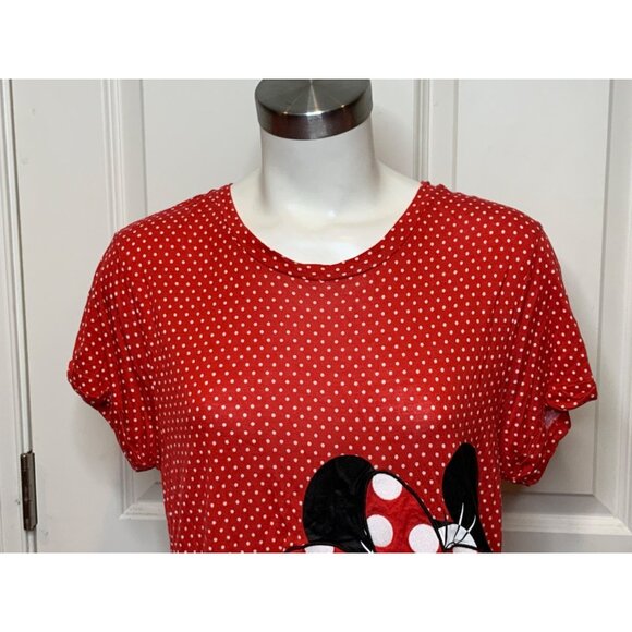 Disney Parks Red White Polka Dot Minnie Peek-A-Boo Shirt, Size Large - Picture 3 of 5